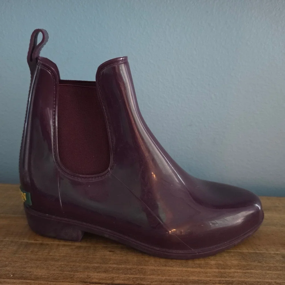 Lauren Ralph Lauren Womens Tally Rain Boots Purple Glossy Chelsea Size 7B